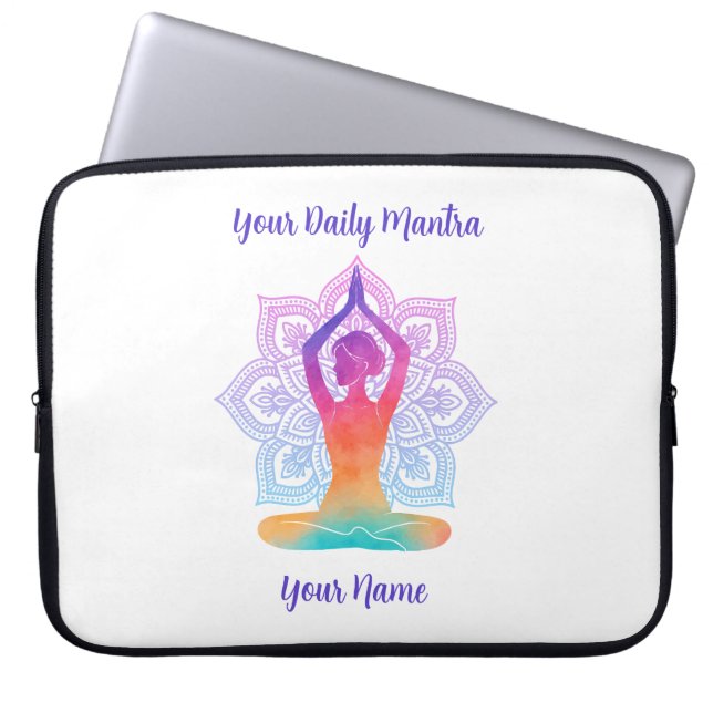 Custom Yoga Laptop Sleeve with Name & Mantra (Front)