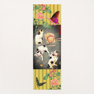 CUSTOM YOGA MAT POPPIES AND JAPANESE CATS