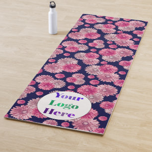 Custom Yoga mats With Logo Blue Pink Flowers