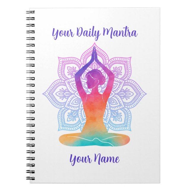 Custom Yoga Notebook with Name & Mantra (Front)