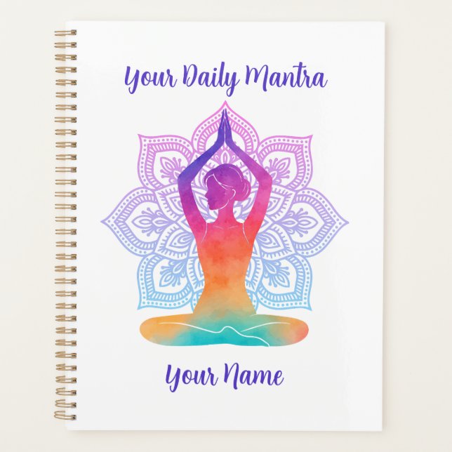 Custom Yoga Planner with Name & Mantra (Front)