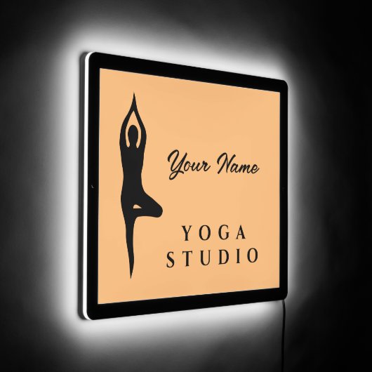 Custom yoga studio LED sign for teacher (Angle)
