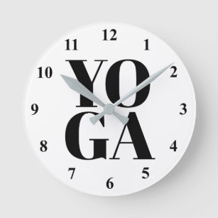 Custom yoga studio wall clock with bold typography