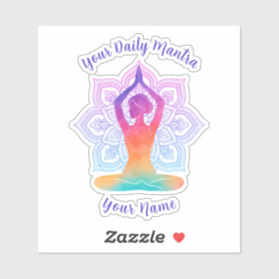 Custom Yoga Vinyl Sticker with Name & Mantra