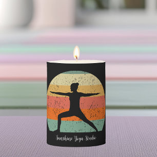 Custom Yoga Warrior at Sunset Beautiful Gift Pillar Candle