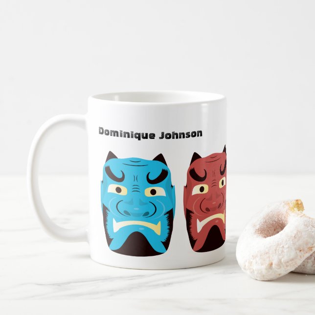 Custom Yokai Oni (Japanese Demon) Mug (With Donut)