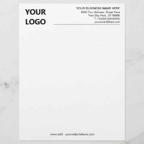 Custom Yoour Logo Text Info Business Letterhead