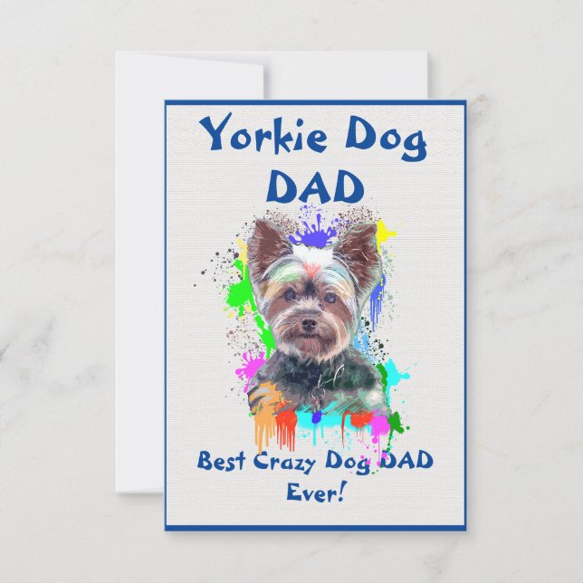 Custom Yorkie dad Dog Best Crazy Dog Dad  Thank You Card (Front)