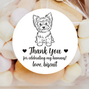 Custom Yorkie Dog Wedding Favor Stickers