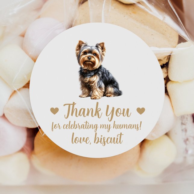 Custom Yorkie Dog Wedding Favor Stickers (Creator Uploaded)