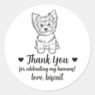 Custom Yorkie Dog Wedding Favor Stickers