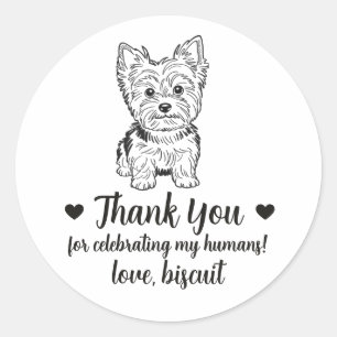 Custom Yorkie Dog Wedding Favor Stickers