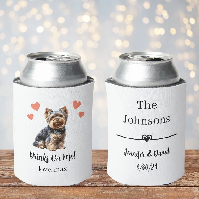 Custom Yorkie Pet Wedding Can Cooler (Creator Uploaded)