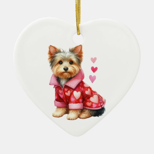 Custom Yorkshire Terrier Dog Valentine Ceramic Ornament