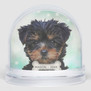 Custom Yorkshire Terrier Puppy Dog Photo Snow Globe