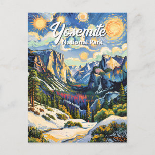 Custom Yosemite Tunnel View Winter Van Gogh Style Postcard