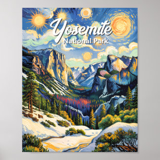 Custom Yosemite Tunnel View Winter Van Gogh Style Poster