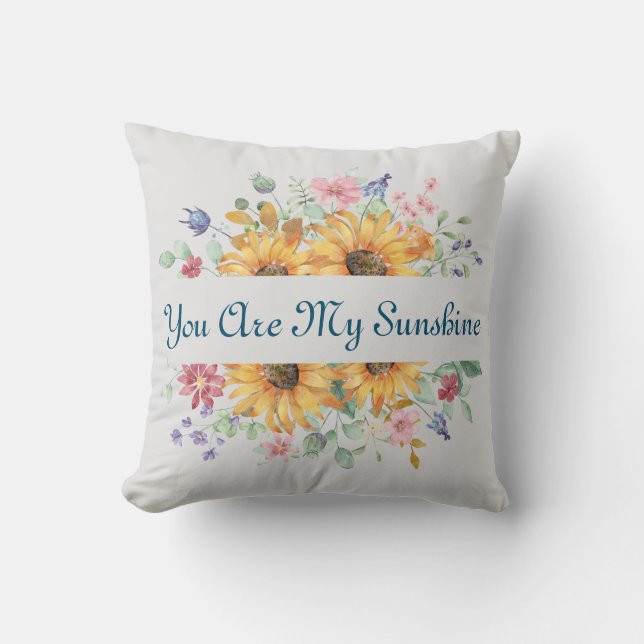 Custom You Are My Sunshine and Sunflower Coffee Mu Throw Pillow (Front)