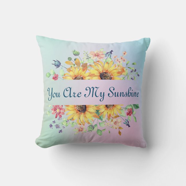 Custom You Are My Sunshine and Sunflower Coffee Mu Throw Pillow (Front)
