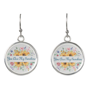 Custom You Are My Sunshine and Sunflower Earrings