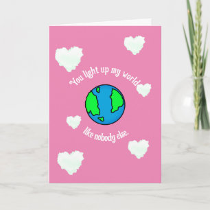 Custom You light up my world Valentine's Day Love Note Card
