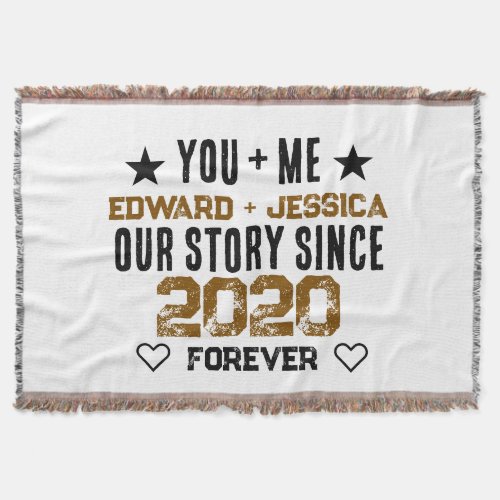 Custom You + Me Our Story Relationship Editable  Throw Blanket