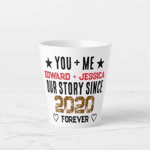 Custom You + Me Our Story Relationship Latte Mug