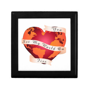 Custom YOU SET MY WORLD ON FIRE Red Earth Ribbon Gift Box