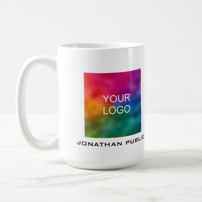 Custom Your Business Company Logo Add Name Text Coffee Mug (Left)