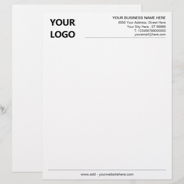Custom Your Business Letterhead with Logo (Front/Back)