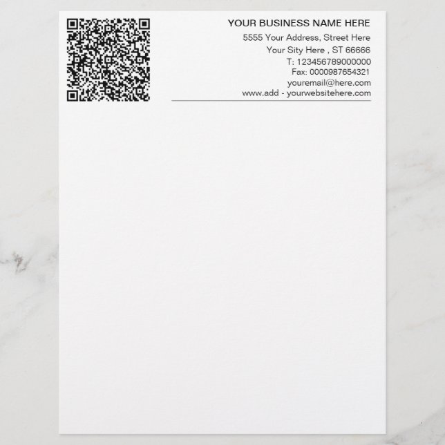 Custom Your Business Letterhead with QR Code (Front)