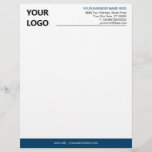 Custom Your Business Logo Address Letterhead<br><div class="desc">Custom Simple Personalized Modern Business Office Letterhead with Logo - Add Your Logo - Image / Business Name - Company / Address - Contact Information - Resize and move or remove and add elements / image with customization tool. Good Luck - Be Happy :)</div>