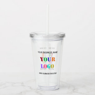 Custom Your Business Logo and Text Acrylic Tumbler