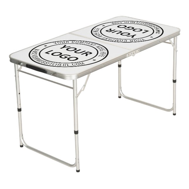 Custom Your Business Logo and Text Beer Pong Table (Angled)