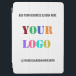 Custom Your Business Logo and Text iPad Air Cover<br><div class="desc">iPad Covers with Custom Business Logo Promotional Social Media Name Company Slogan Professional Personalized Stamp iPad Cases Gift - Add Your Logo - Image - Photo / Business Slogan - Tagline - Name - Company / Social Media Handle - Website - Email - Phone - Contact Information ! Resize and...</div>
