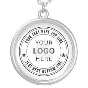 Custom Your Business Logo Name Template Silver Plated Necklace