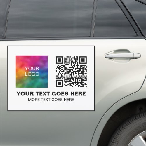 Custom Your Business Logo QR Code Text Modern Car Magnet