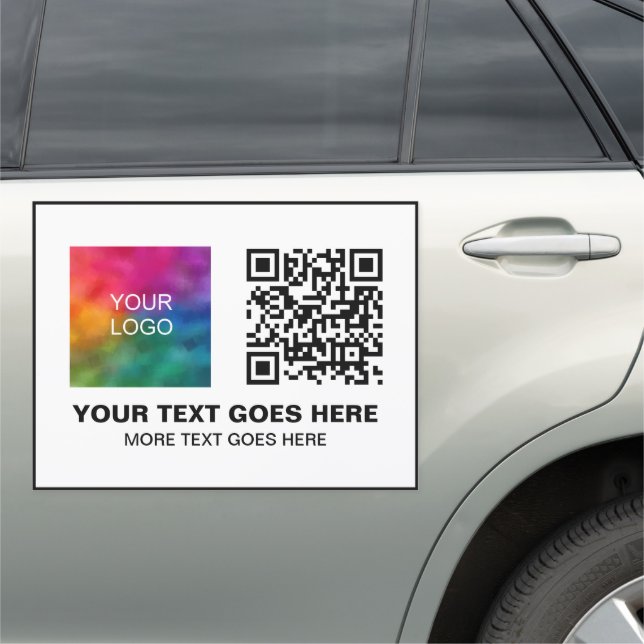 Custom Your Business Logo QR Code Text Modern Car Magnet (In Situ)