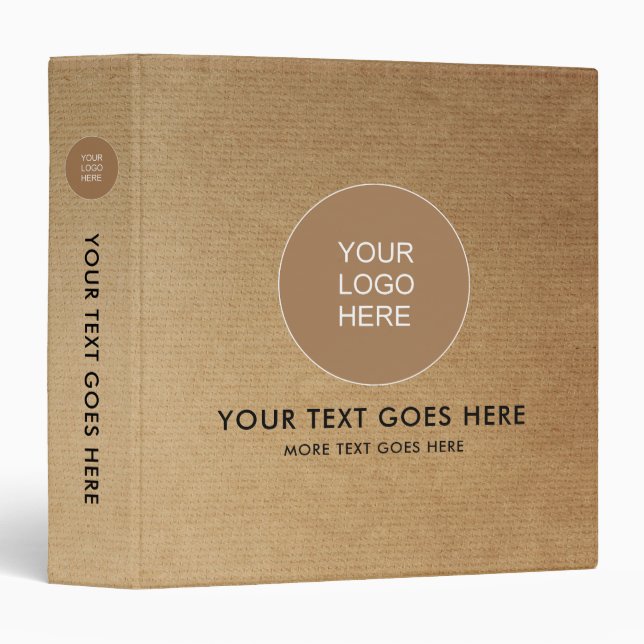Custom Your Business Logo Text Here Rustic Craft 3 Ring Binder (Front/Spine)