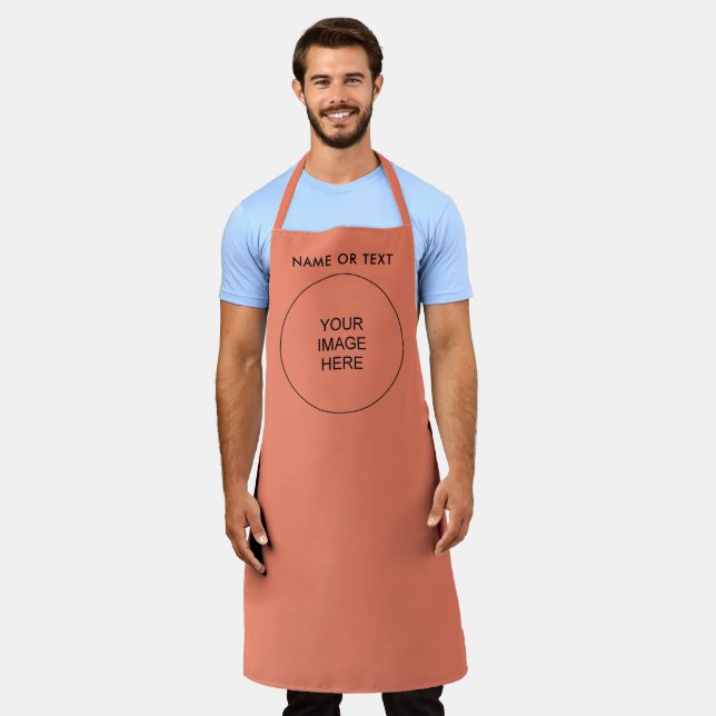 Custom Your Business Logo Text Name Here Salmon Apron (Worn)