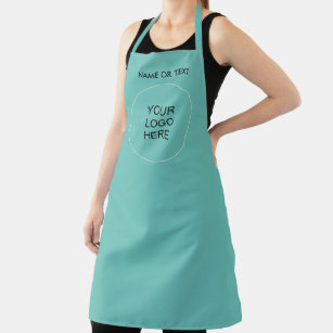 Custom Your Business Logo Text Or Name Here Teal Apron