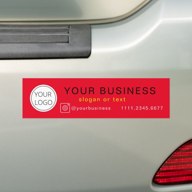 Custom Your Business Name Logo on Red Bumper Sticker (On Car)