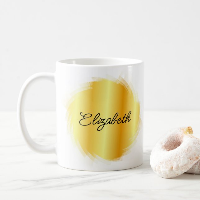 Custom Your Calligraphed Name Template Trendy Coffee Mug (With Donut)