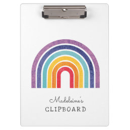Custom Your Childs Art Name Modern Rainbow Clipboard