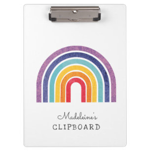 Custom Your Childs Art Name Modern Rainbow Clipboard
