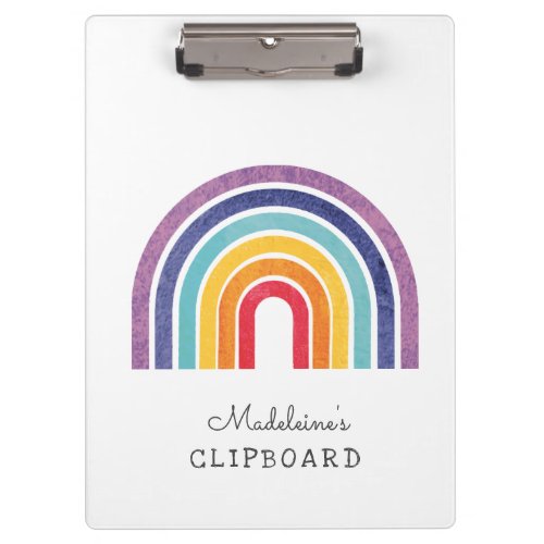 Custom Your Childs Art Name Modern Rainbow Clipboard