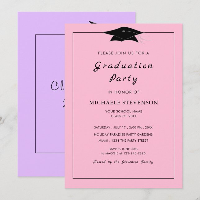 Custom Your Colors and Fonts Graduation Invitation (Front/Back)