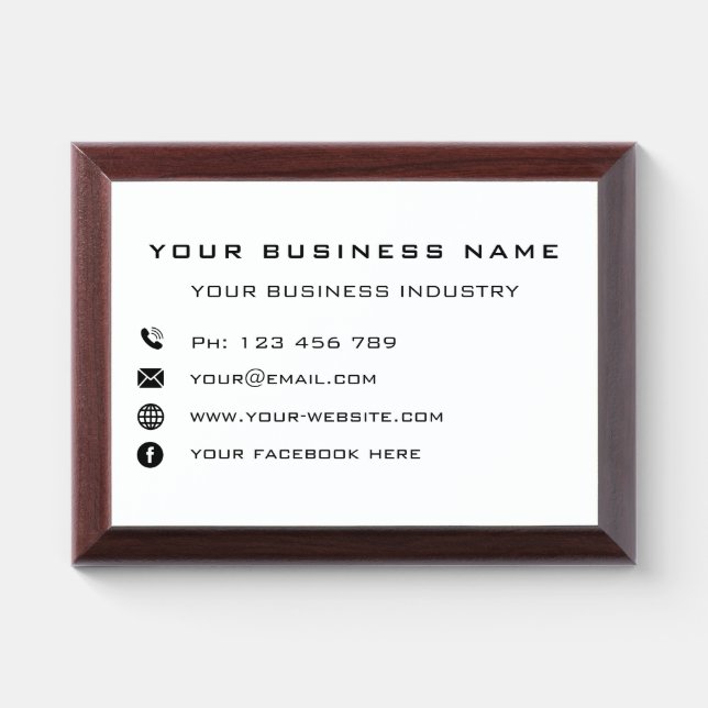 Custom Your Company Info Business Award Plaque (Horizontal)