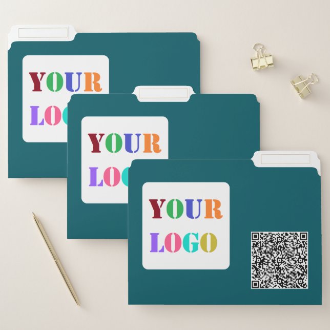 Custom Your Company Logo and QR Code File Folder (Set)