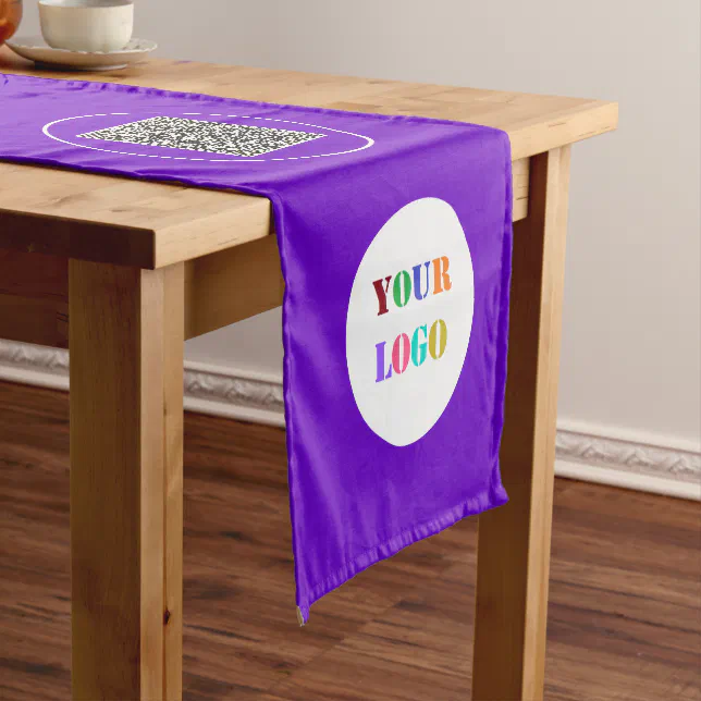 Custom Your Company Logo and QR Code Table Runner | Zazzle